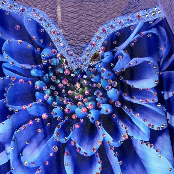 New ElitExpression Flora Royal Beaded Figure Skating Dress - Size 10/12 - Picture 6 of 8